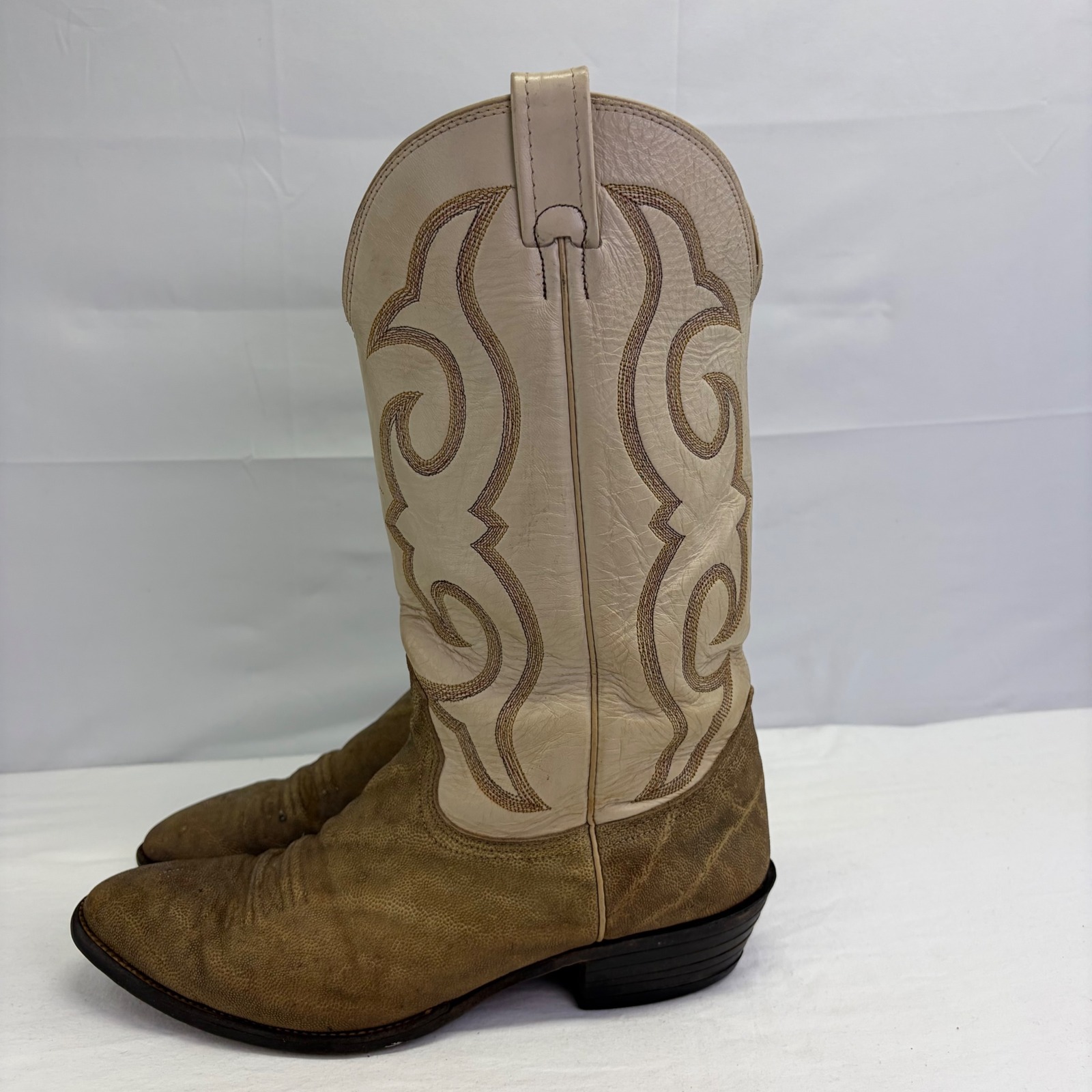 Vintage Nocona Elephant Leather Cowboy Boots Usa Made 10.5d